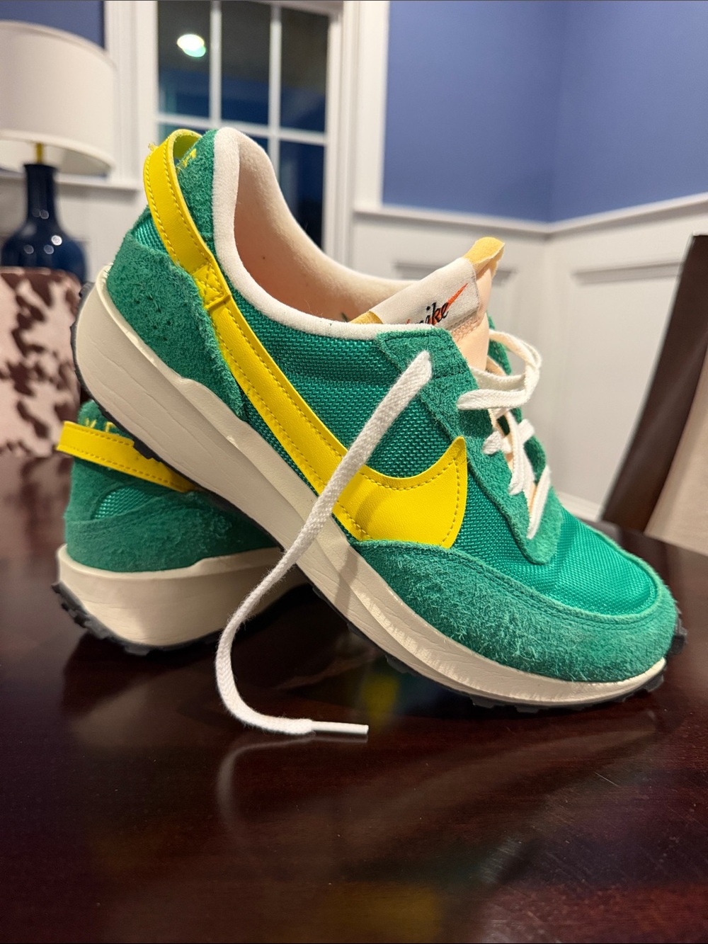 Nike Women’s Kelly Green & Yellow waffle Sneakers